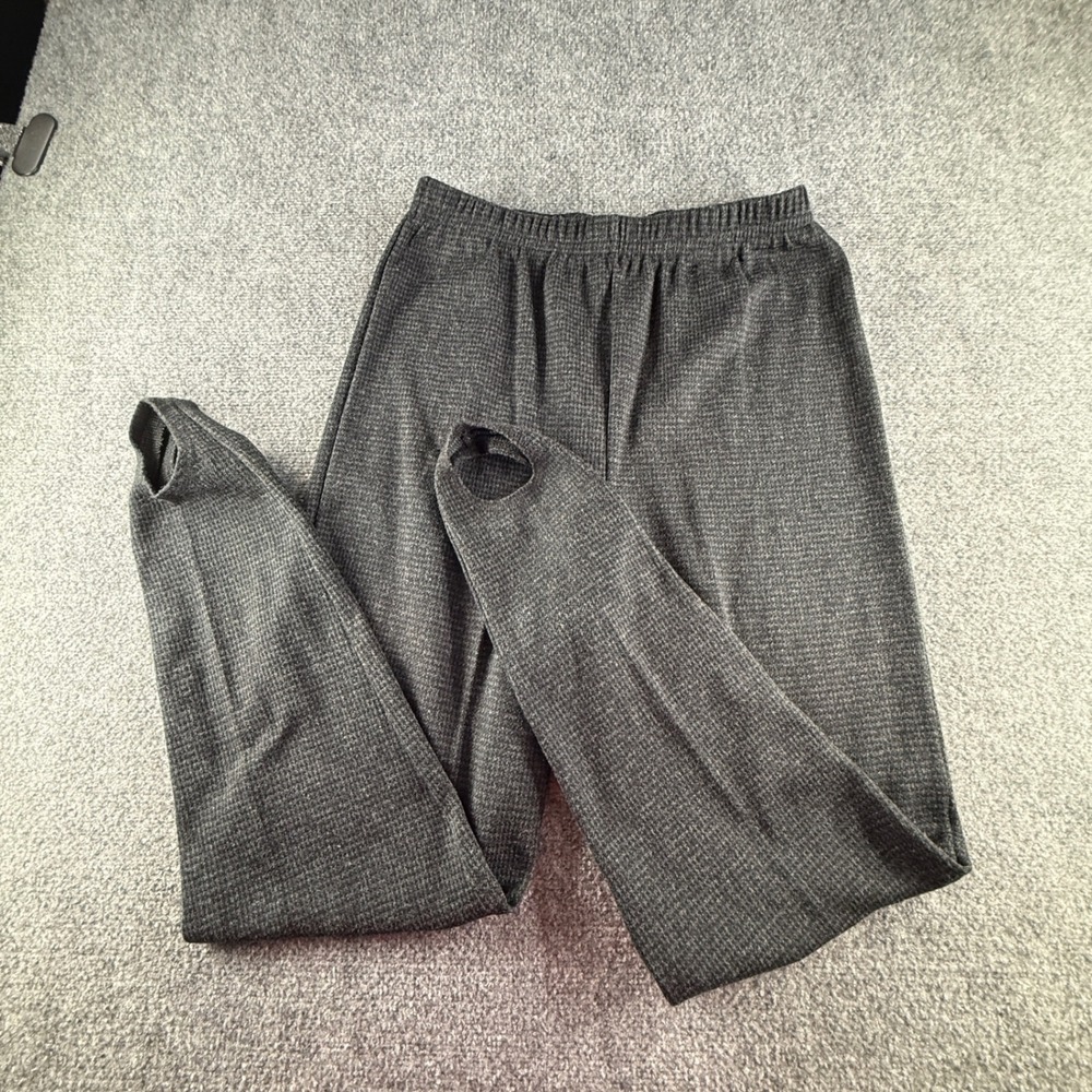 Sandra Ingrish Sport Gray Houndstooth Stirrup Pants Elastic Waist Vintage Style